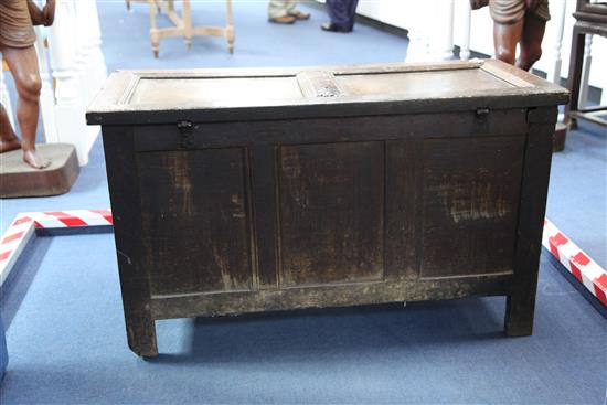 An 18th century oak coffer, W.3ft 6in.